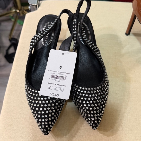 Scoop Shoes - Black and Silver Studded Heels